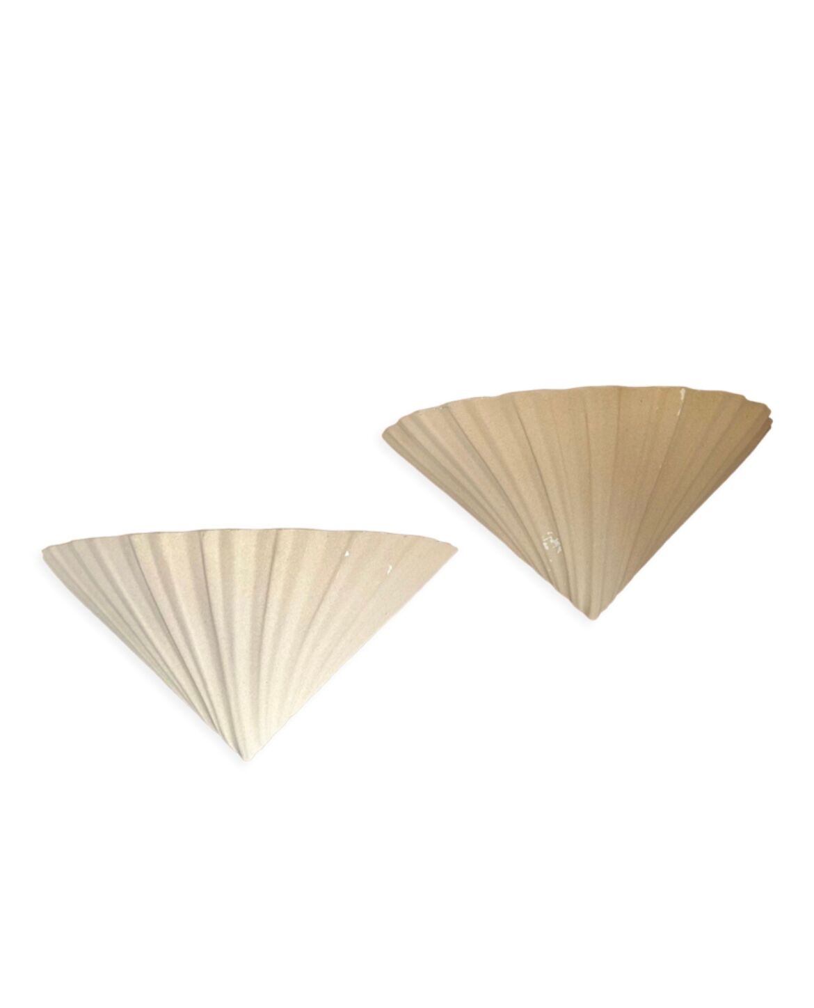 Pair of vintage beige shell wall lamp, France 1970