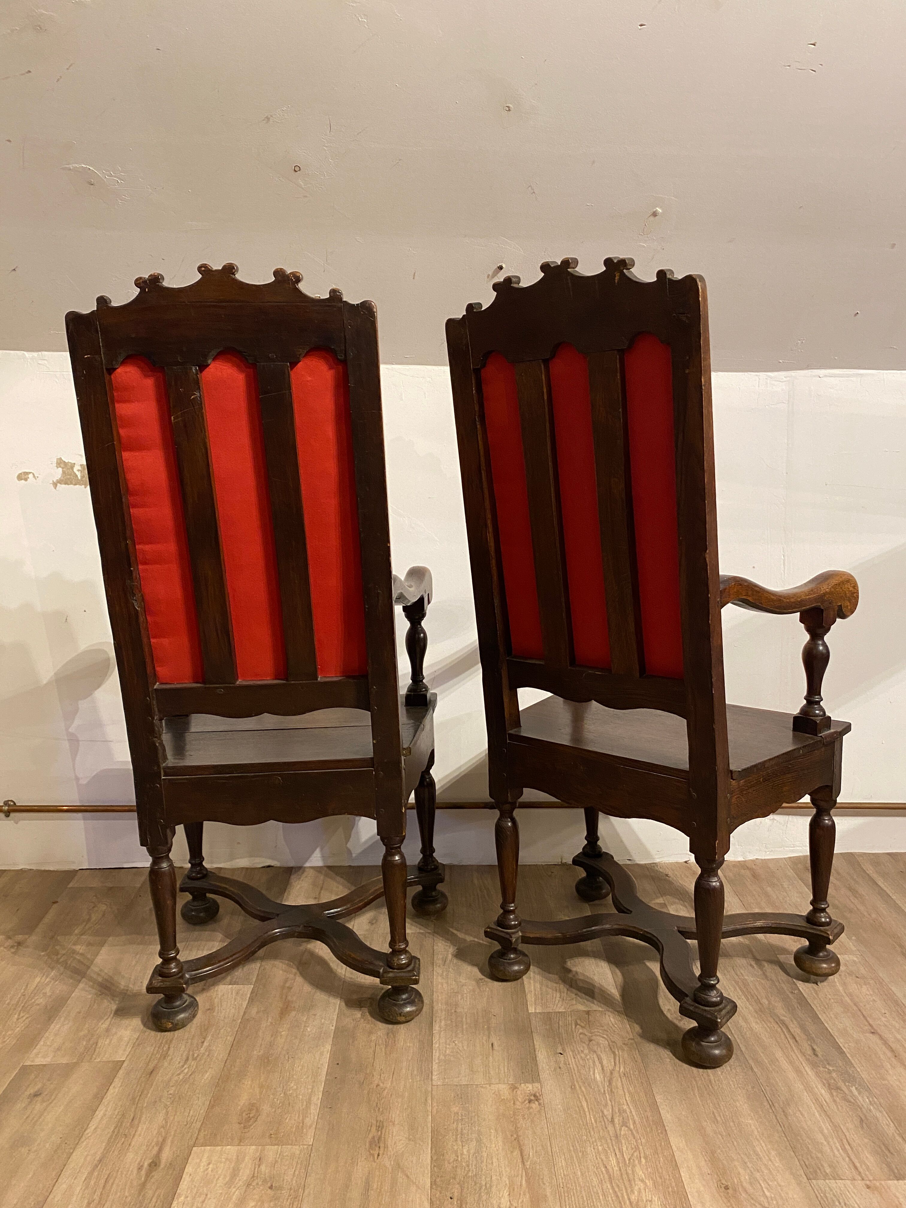 PAIR OF ARMCHAIRS WITH HIGH BACK STYLE LOUIS XIII