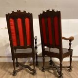 PAIR OF ARMCHAIRS WITH HIGH BACK STYLE LOUIS XIII