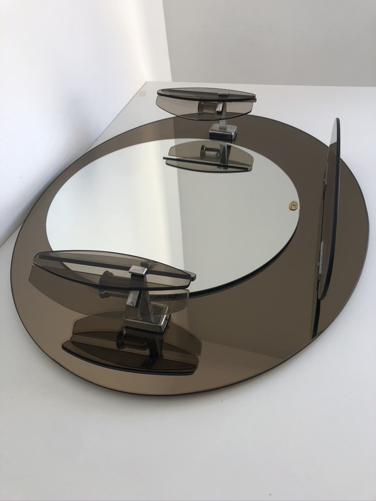 Lupi Crystal Luxor Mirror with 2 integrated wall lights and shelf