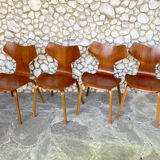 Suite of 4 chairs 4130 Grand Prix in teak, Arne Jacobsen for Fritz Hansen Teak