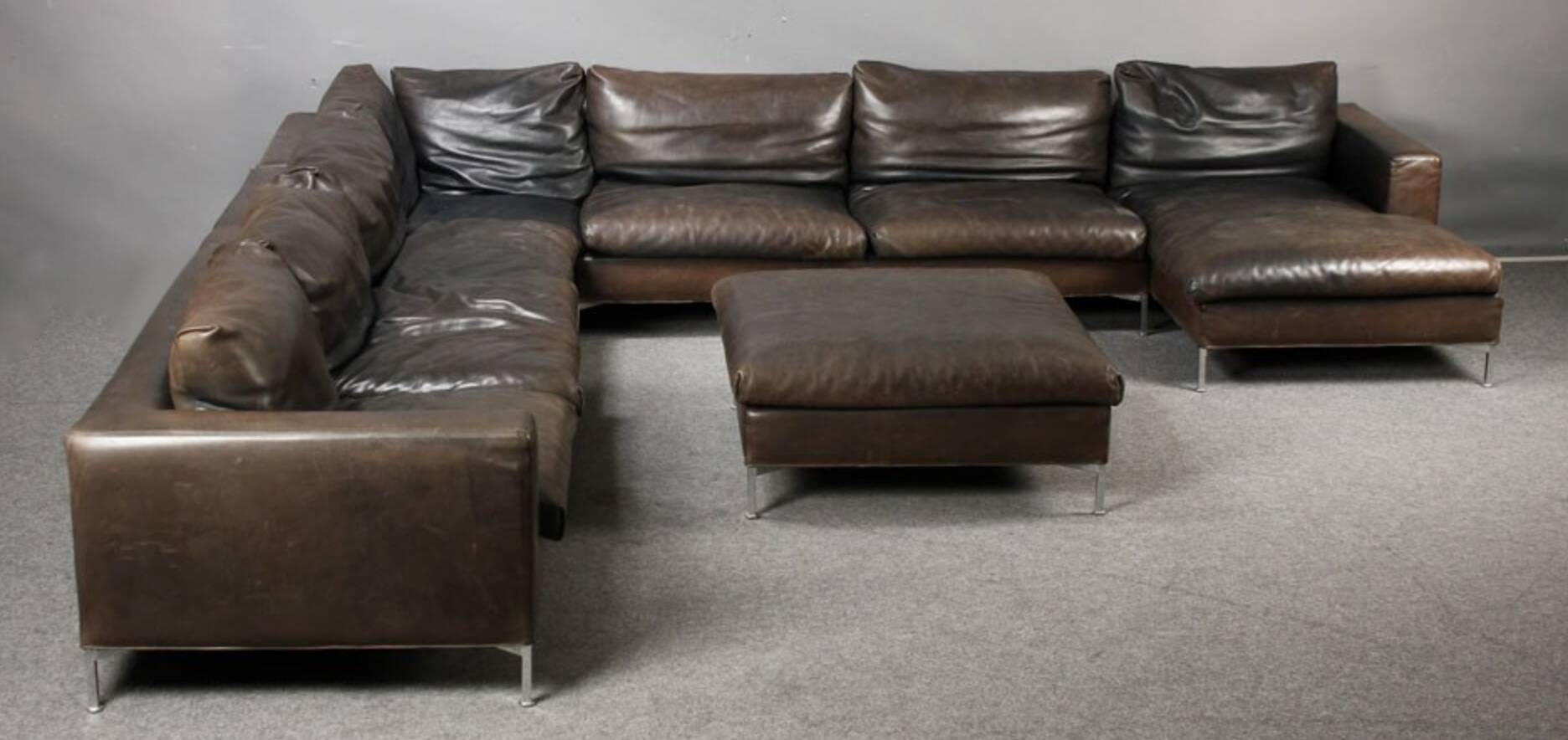 Gigantic modular leather sofa design for 12 people.