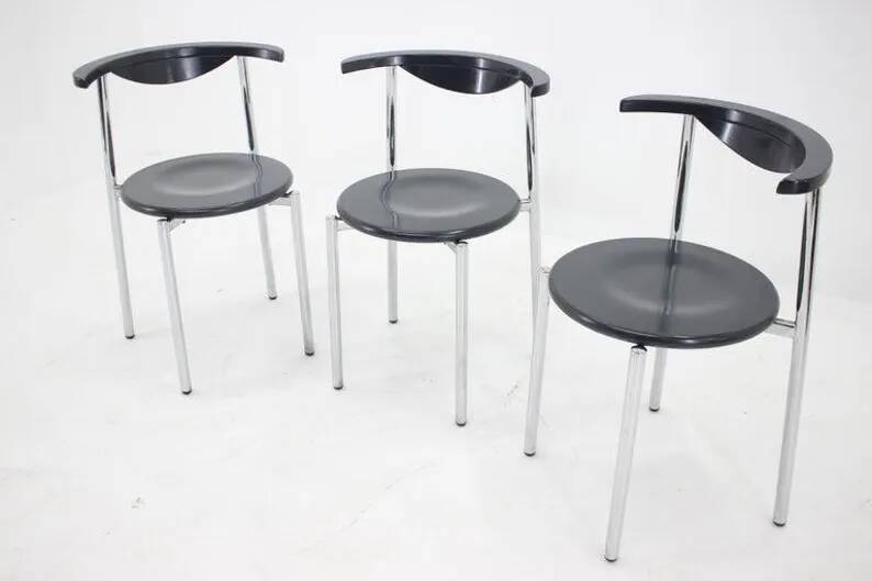 Set of Three Mid Century Dining Chairs, Germany, 1980s