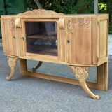 Vitrine vaisselier vintage en bois massif art déco 1940