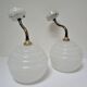 Pair of porcelain sconces brass glass of clchy white art deco