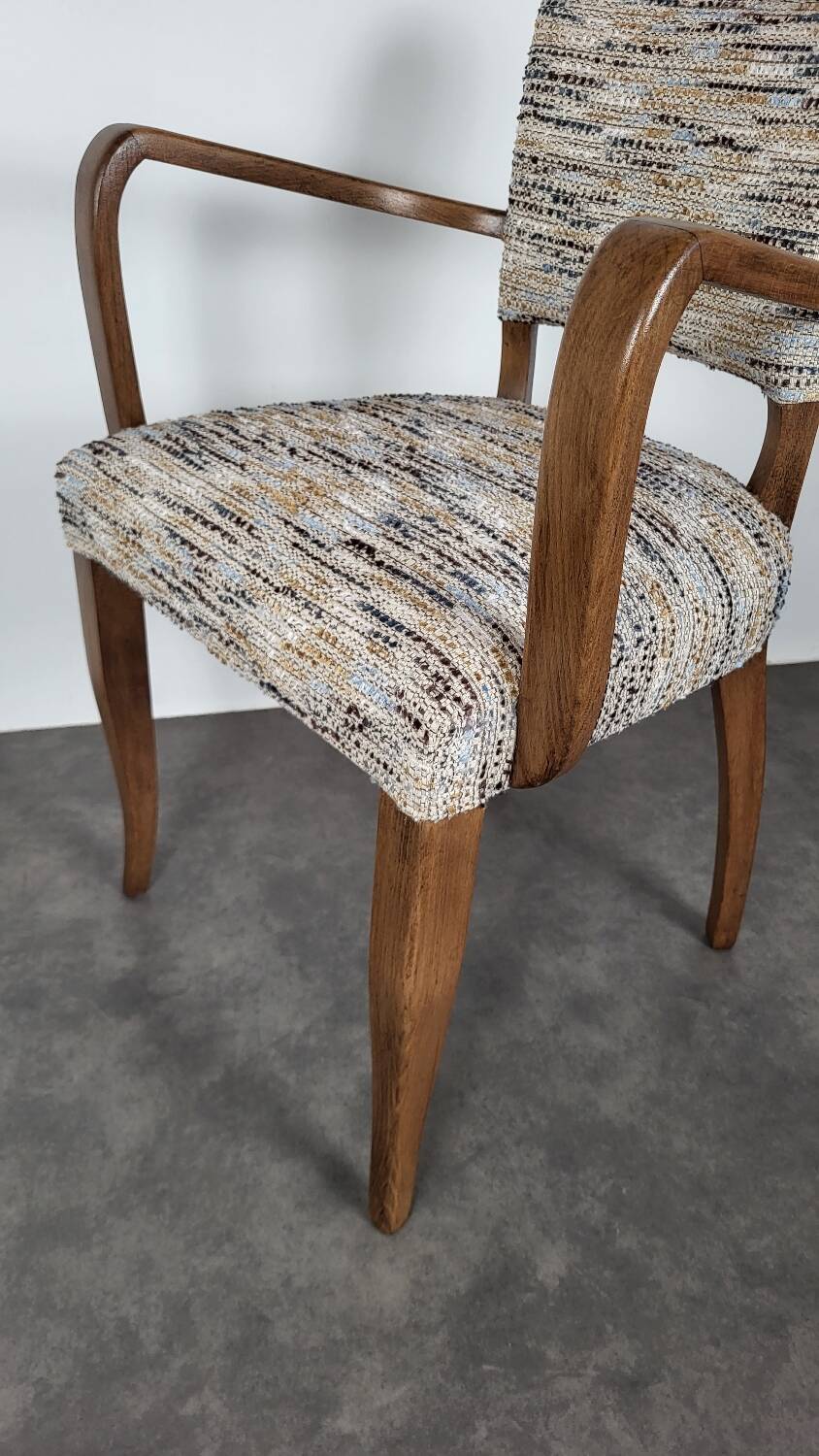 Restored bridge armchair with Nobilis fabric