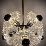 1970s german cosack sputnik dandelion hanging light chrome, glass