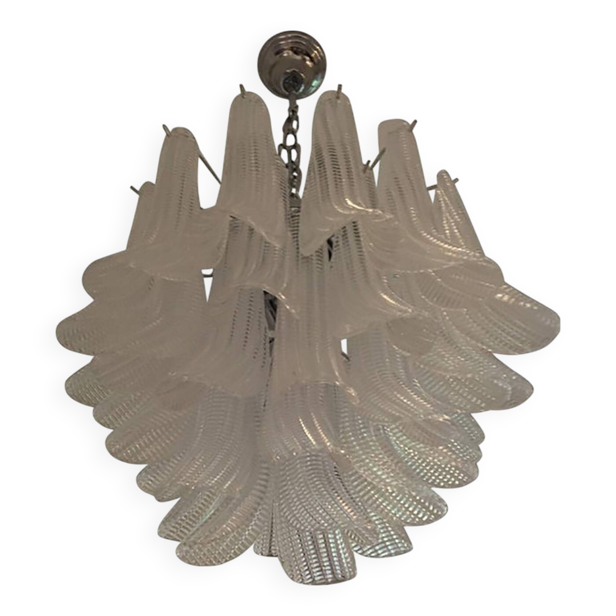 Clear “Selle Seghettate” Murano Glass Candlestick