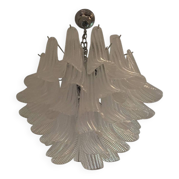 Clear “Selle Seghettate” Murano Glass Candlestick