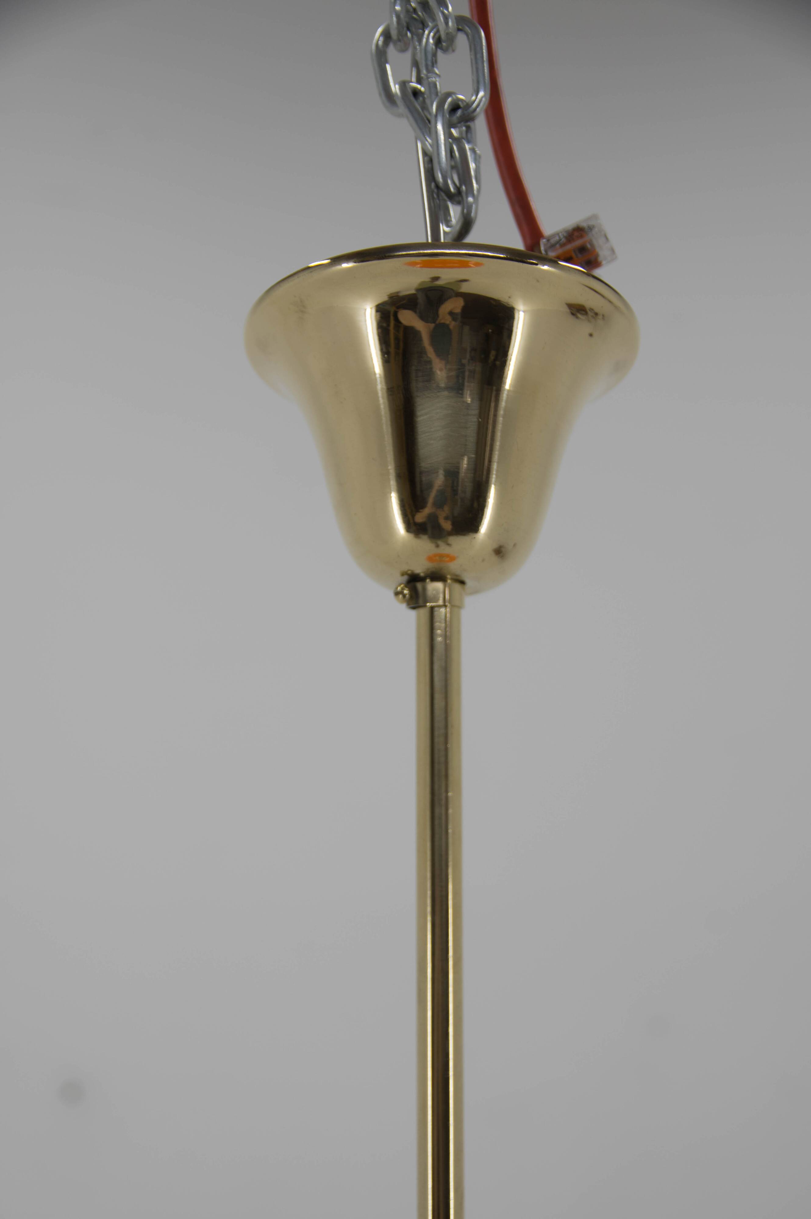 Orange glass and brass pendant, 1980s, restored