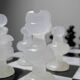 Large vintage chess set from the 70s, white and black marble, Italian craftsmanship