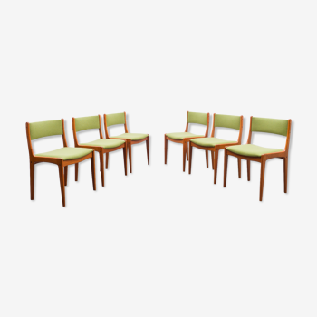 Lot de six chaises teck design scandinave, refait à neuf