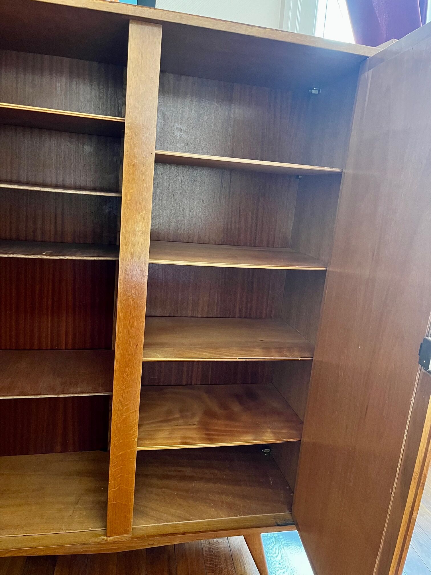 Wood and rattan cabinet 60s