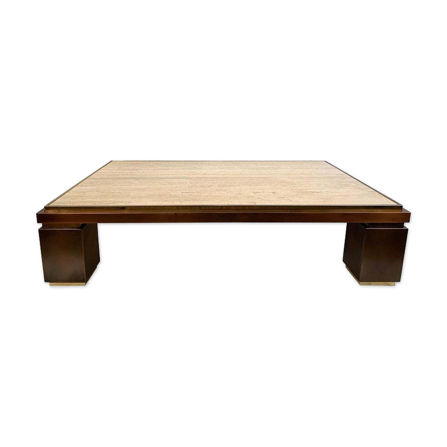 Belgo Chrome Coffee Table In Travertine Copper And Brass Selency