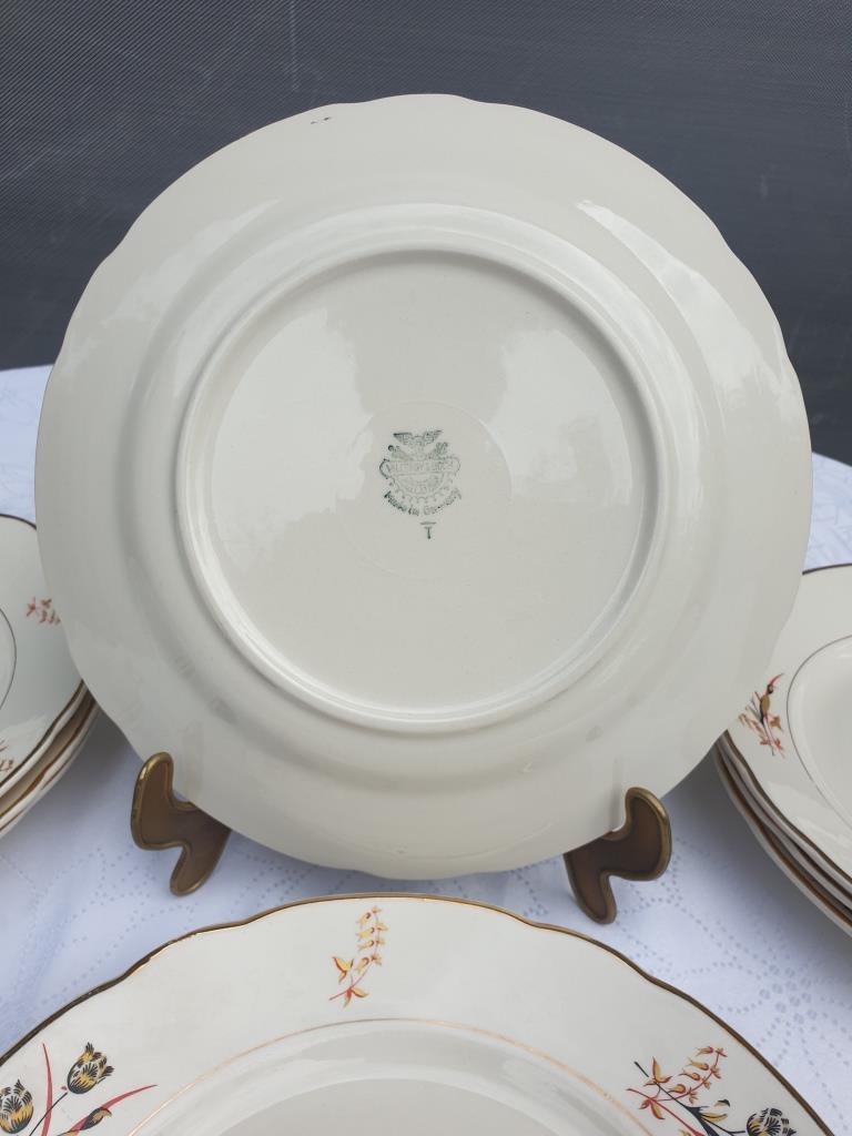 Set 8 plates and dish Villeroy & Boch Mettlach tulips 1940