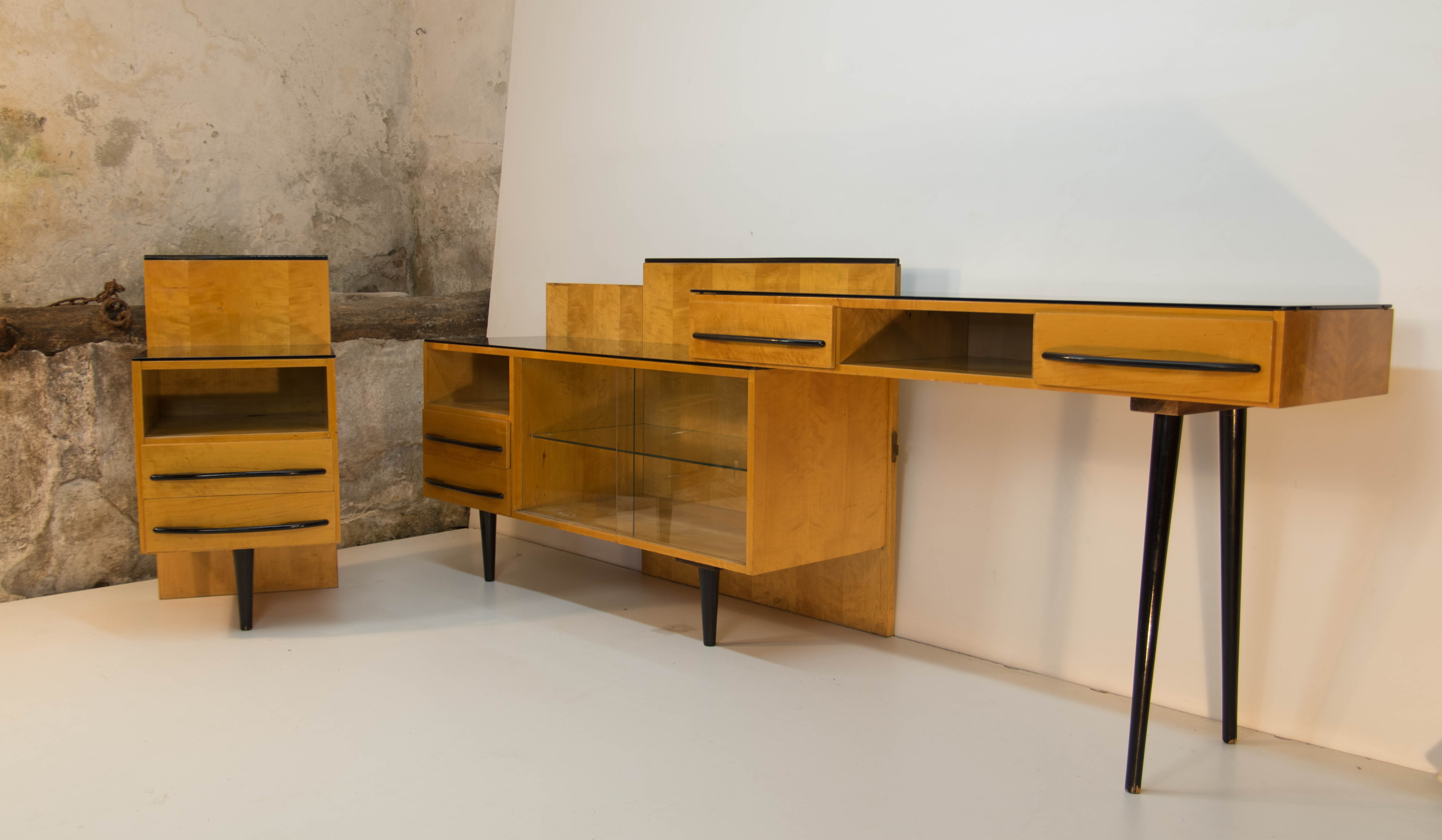 Modular set of table, night stand and chest of drawers by M. Pozar, 1960s