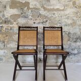 Paire de chaises pliantes cannées