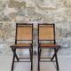 Pair of folding cane chairs