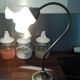 Lampe à poser abat jour fleur à  bord vert vintage