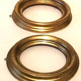 Pair of old oval golden wood frames