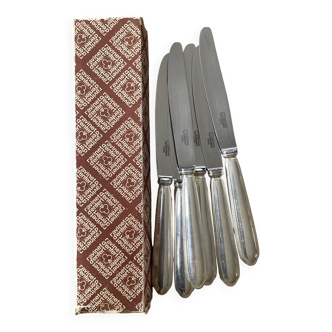 6 Ravinet d'Enfert knives with silver metal handle and stainless steel blade