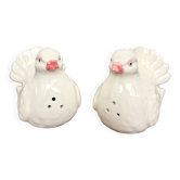 Ceramic salt and pepper set in white doves