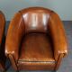 Set of 2 club chairs in black piping sheep leather