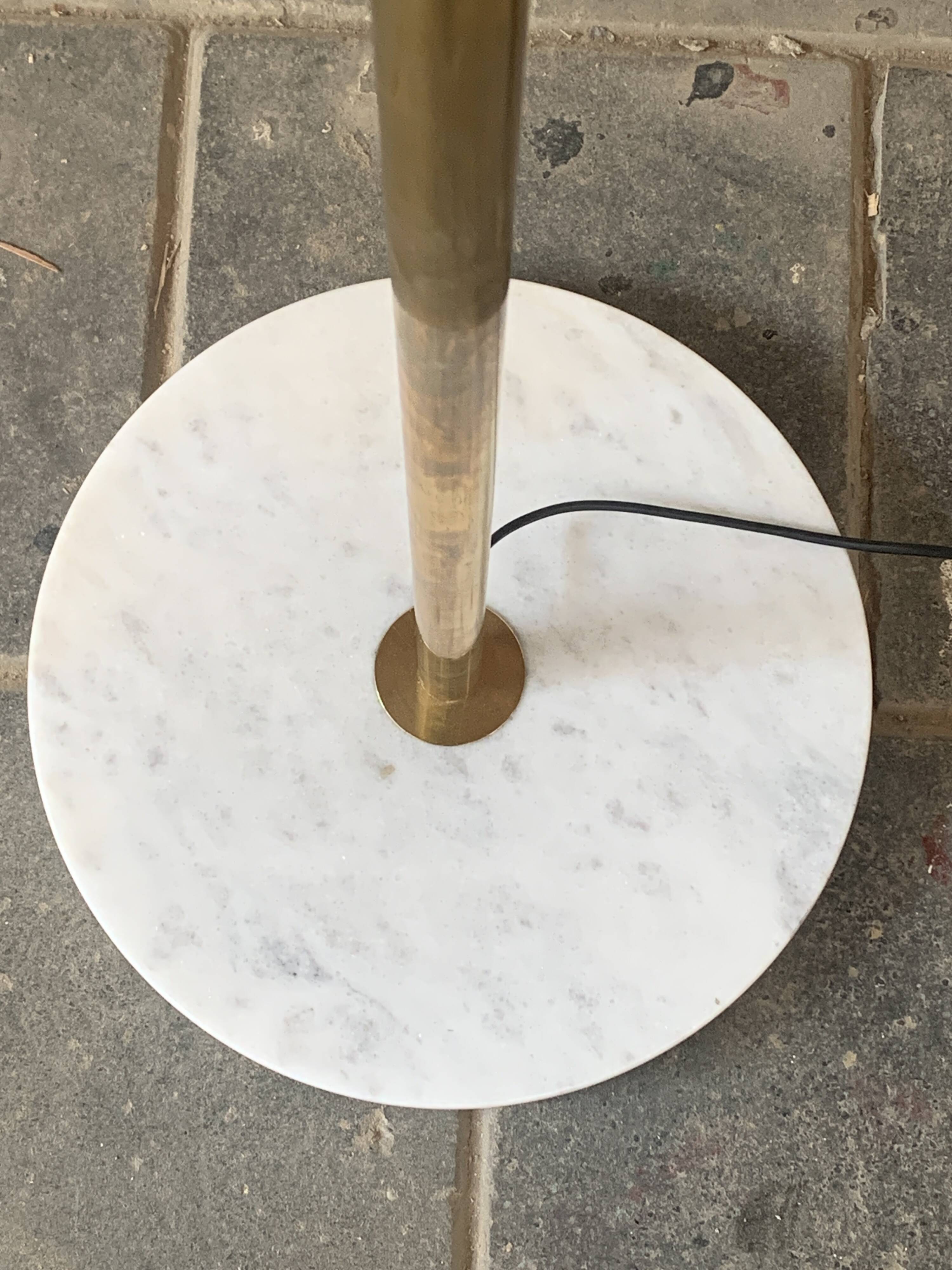 Midcentury brass and marble diablo floor lamp, Italy 1960s