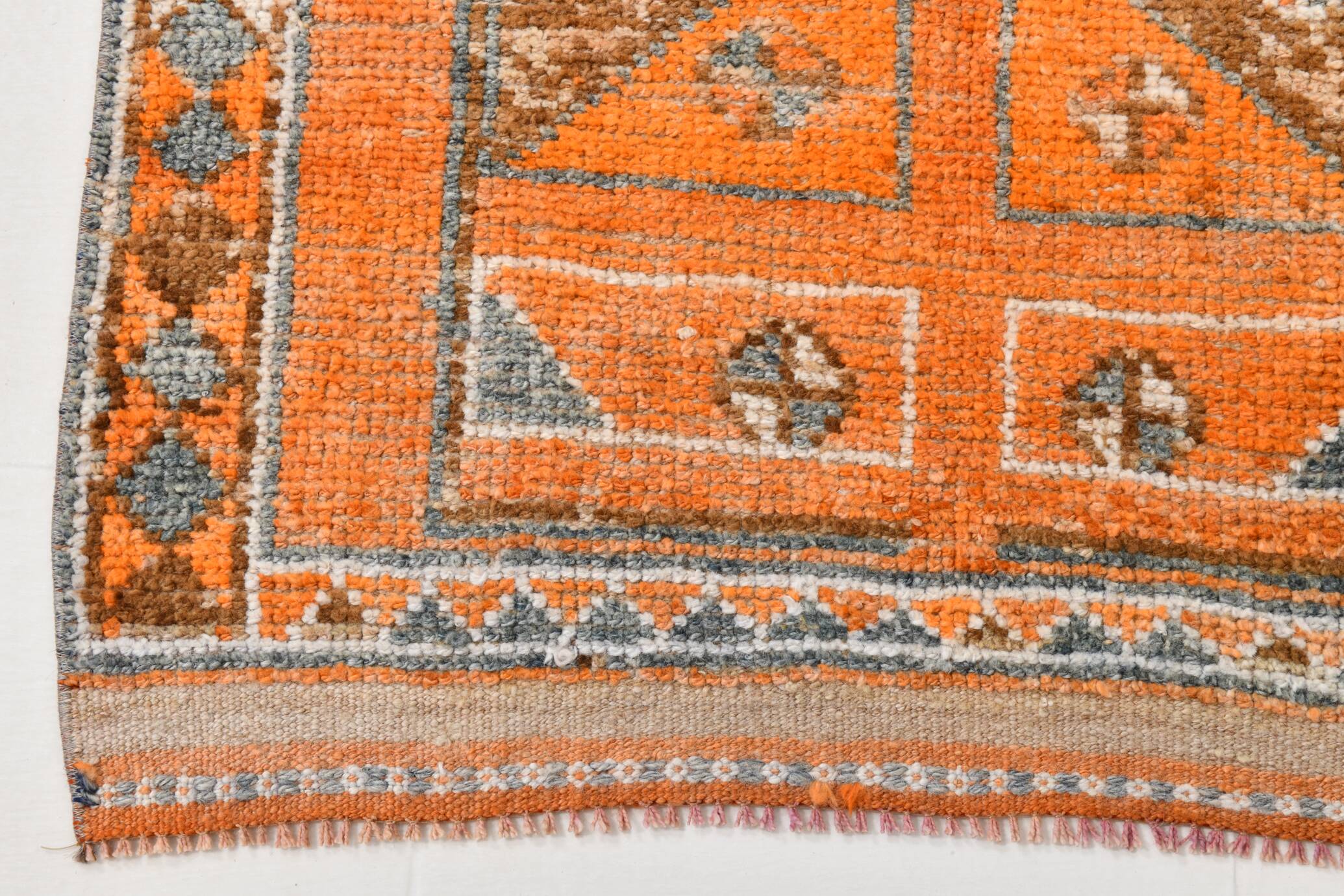 3x12 Rug For Laundry Orange Turkish Vintage Runner Rug, 95x370Cm SK 22033