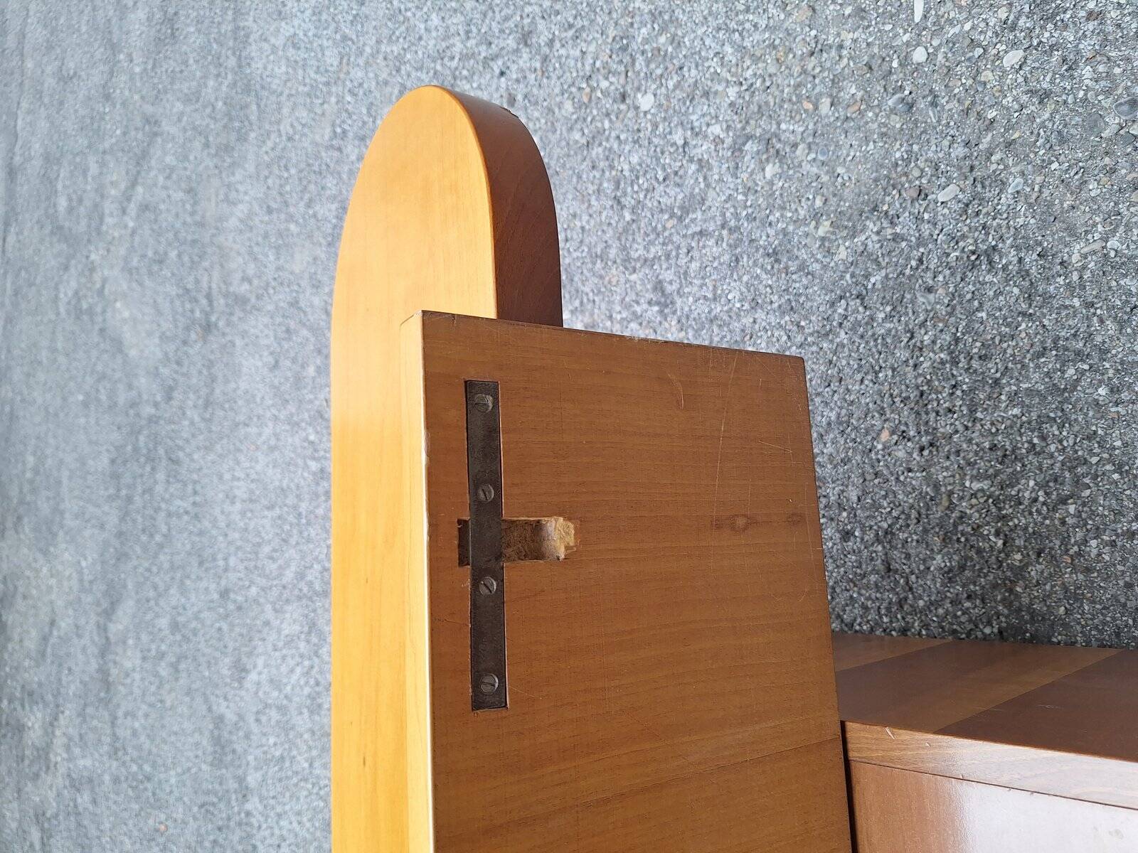 Wall-Mounted Console Shelf in National Walnut with Drawers Under the Top, 1980s