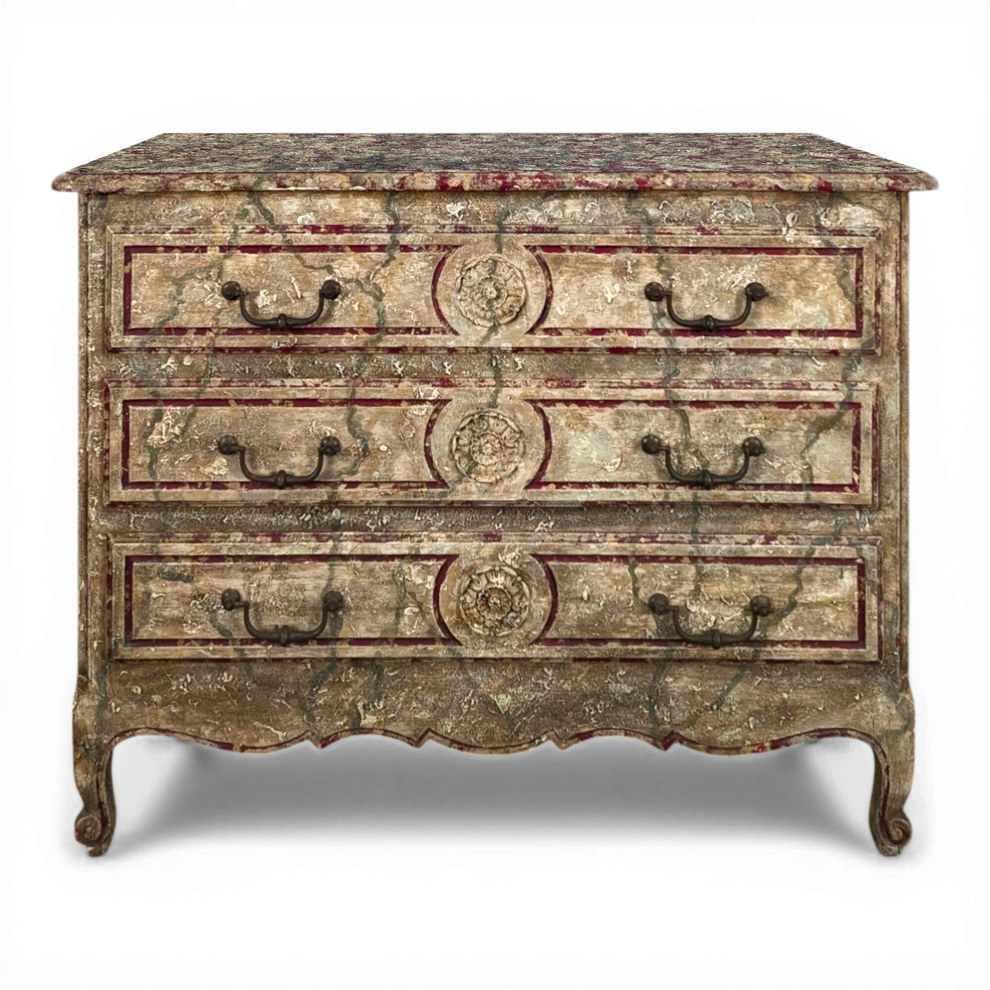 Louis XV style patinated chest of drawers