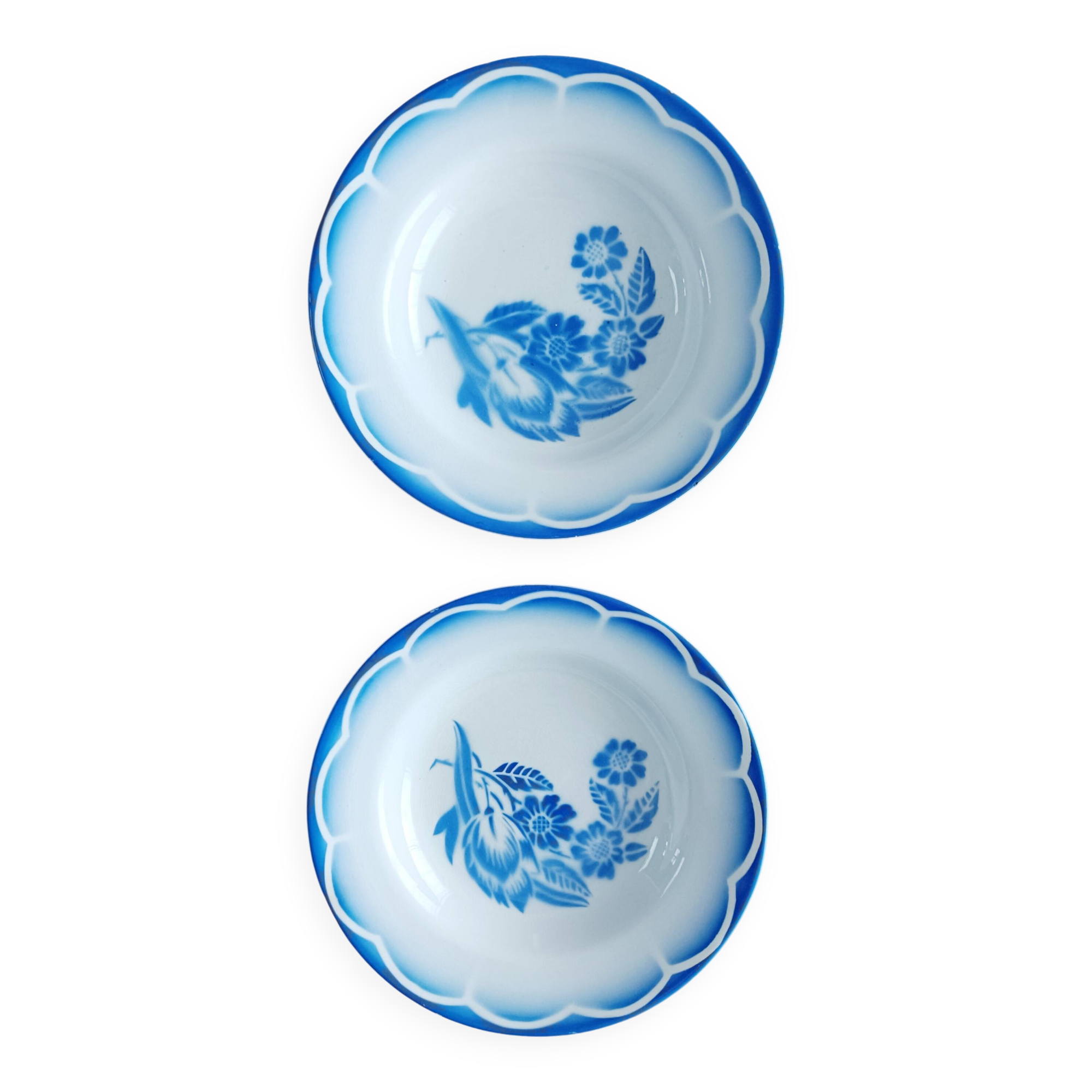 Set of 2 Sarreguemines soup plates, André