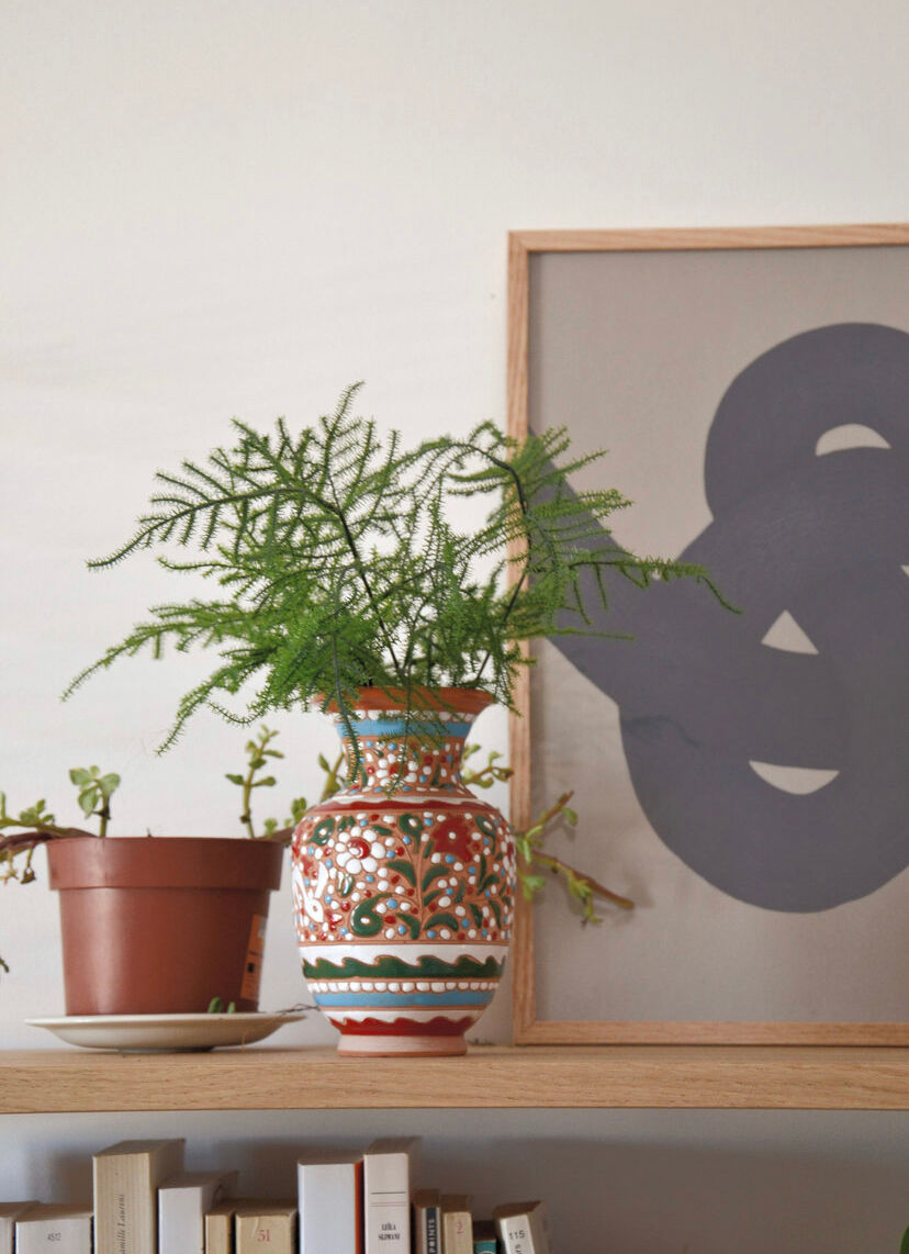 Handcrafted vase signed colorful patterned