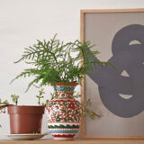 Handcrafted vase signed colorful patterned