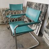 Pair of cantilever in leather and chrome 1970