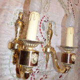 2 old brass wall sconces
