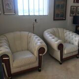 Pair of Chesterfield leather armchairs