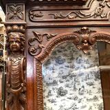 Renaissance style two-body display case in solid walnut Napoleon III