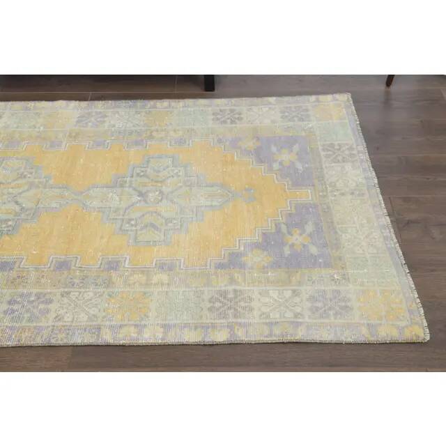 Vintage Turkish Oushak Handmade Wool Cotton Orange Area Rug 104x180