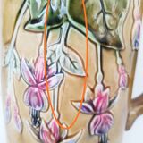 1900 earthenware pitcher with pink flowers