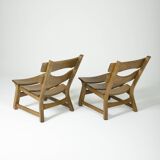 Pair of brutalist oak chairs by Dittmann & Co for Awa Radbound, 1960s