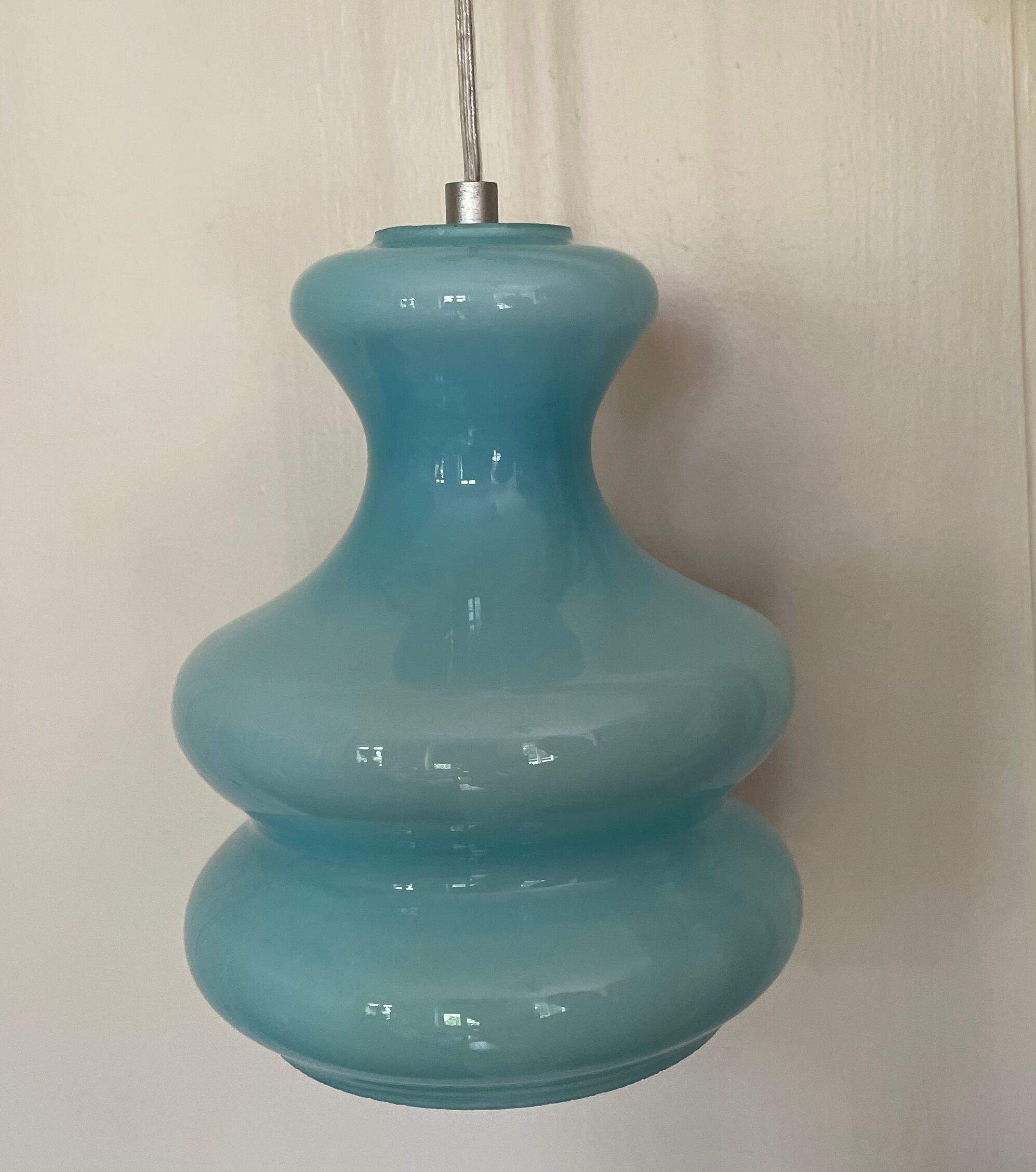 Vintage pendant lamp in blue opaline