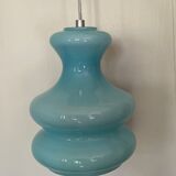 Vintage pendant lamp in blue opaline