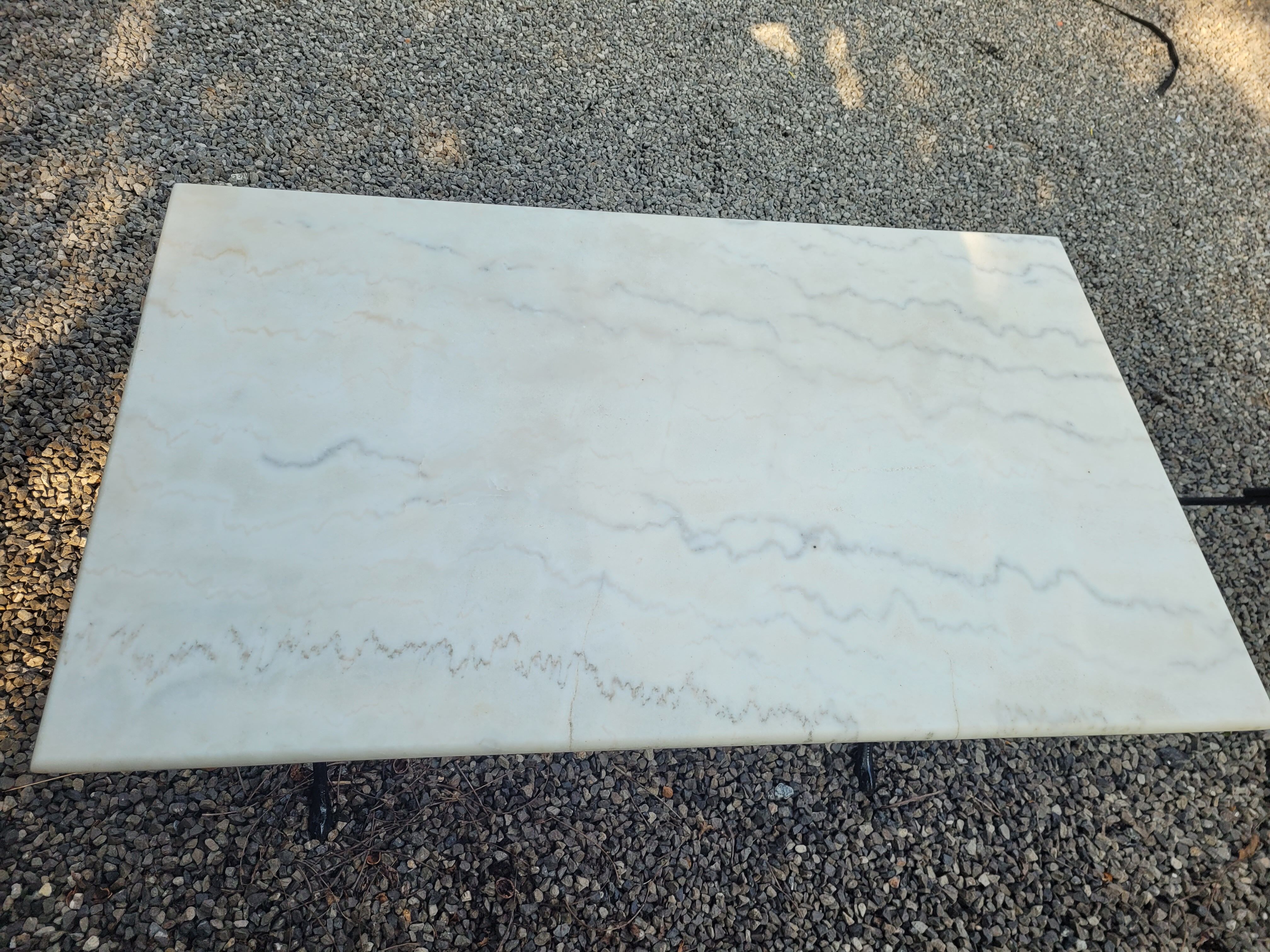 Bistro table top marble foot cast iron
