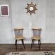 Pair of Baumann bistrot troquet chairs in yellow and brown wood
