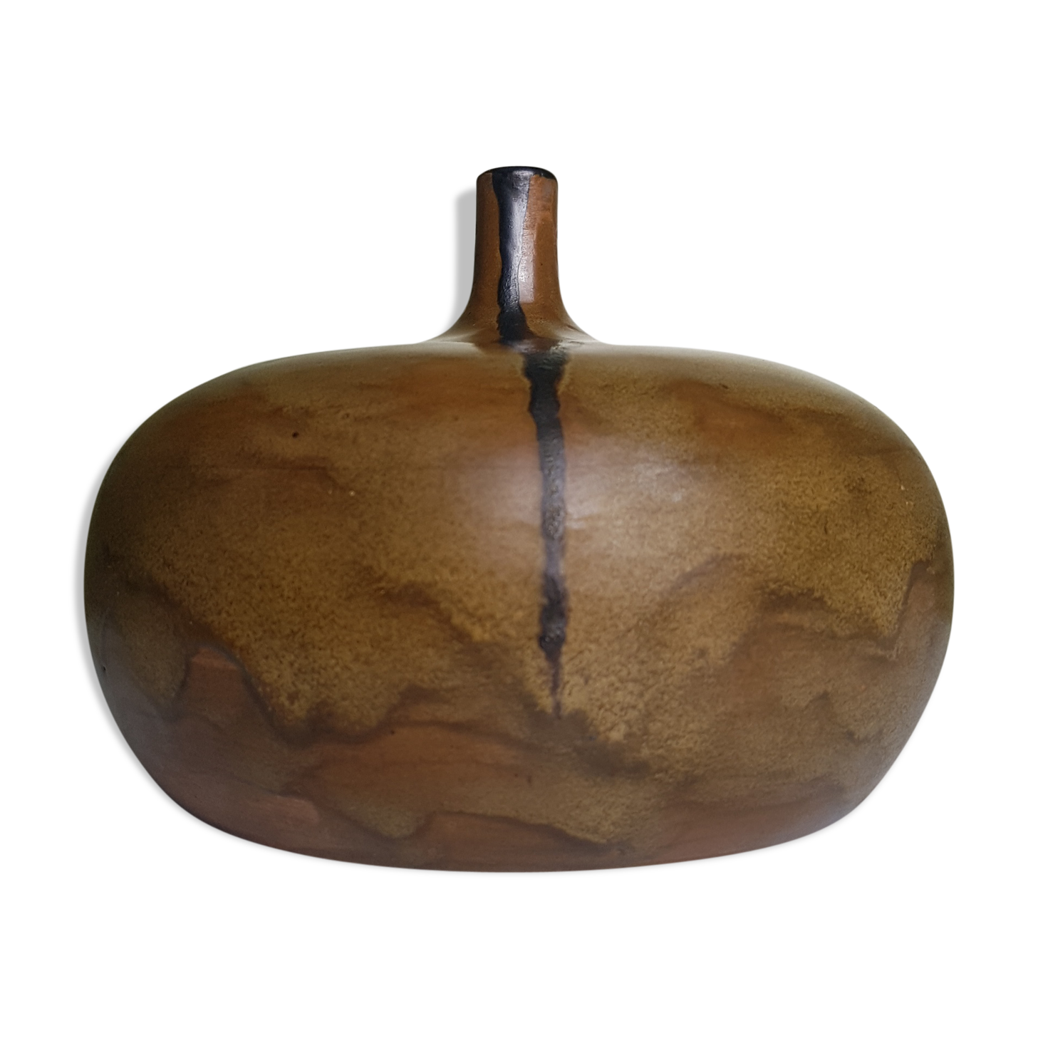 Vase praticality ball ceramic vintage Brown email G Burel 1978