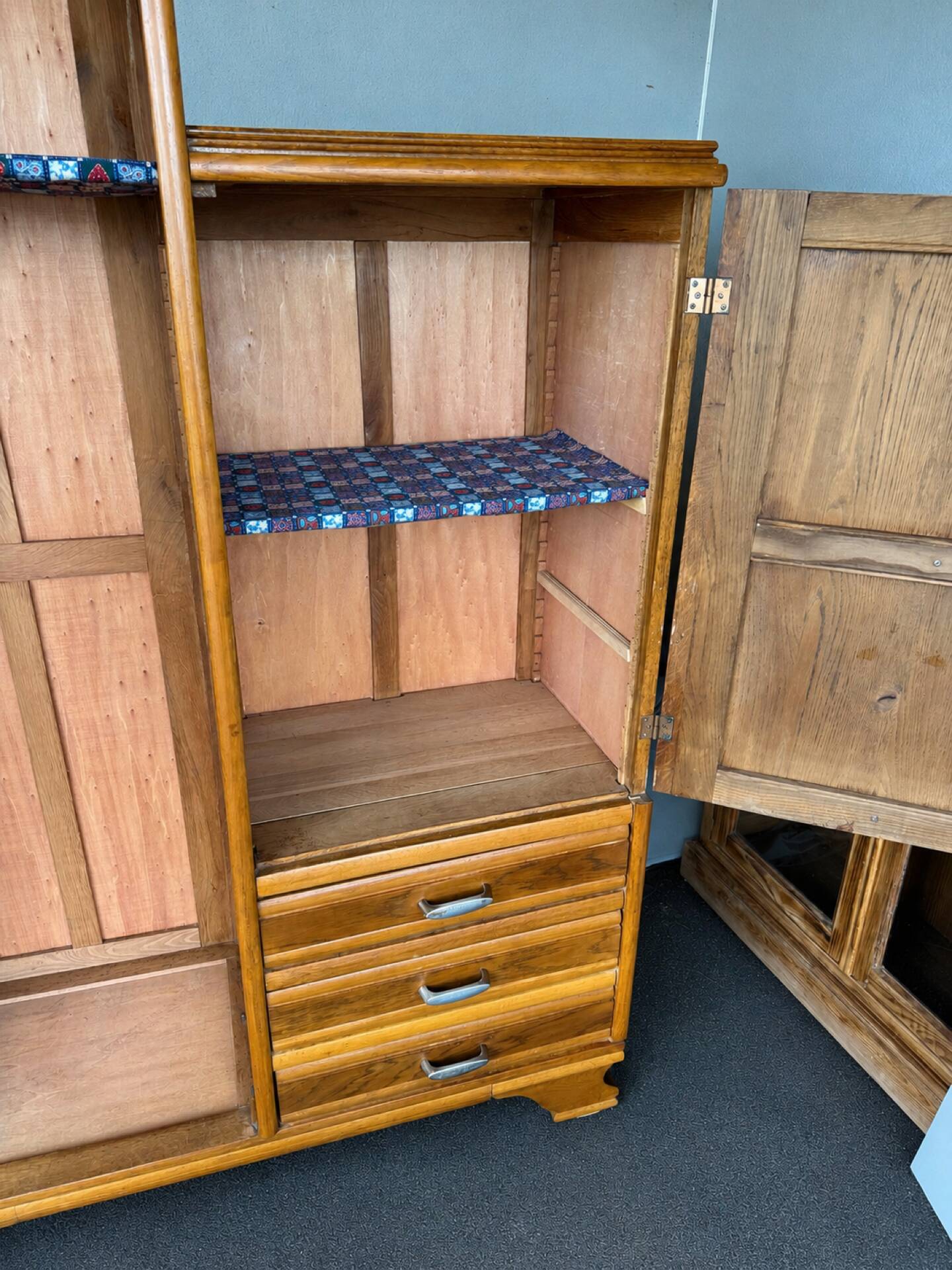 Asymmetrical Art Deco wardrobe, storage furniture.