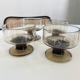 Lot de 4 coupes à champagne vintage en verre fumé
