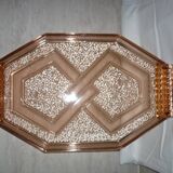 Art Deco pink glass transparent dish