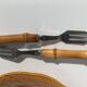 8 bamboo cake forks 60s